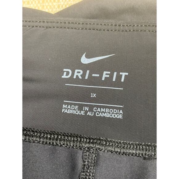 Nike Dri Fit Cropped Running Pants Womens Size 1X Black Drawstring Mid Rise - Picture 3 of 6